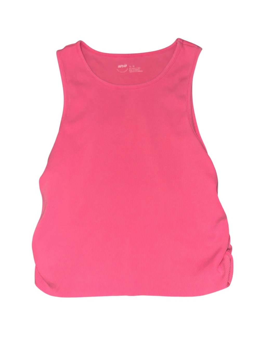Aerie hot pink ribbed ruched sides tank top women’s size XL